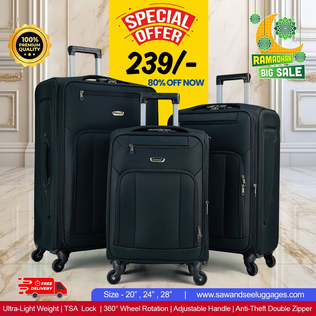 Luxury 3-Piece Nylon Cotton Luggage Set – Perfect for Travel