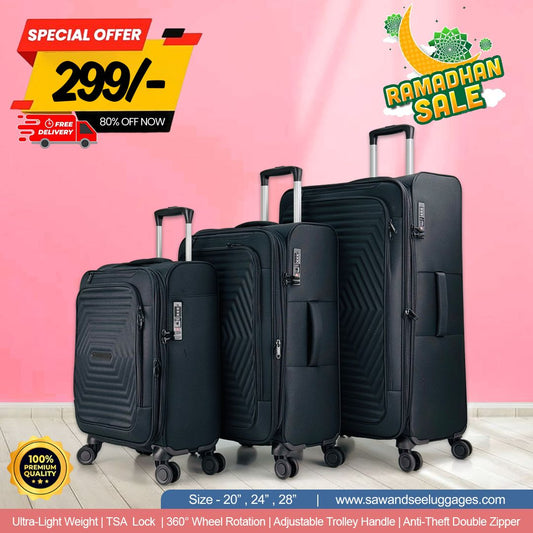 Premium 3PCS Nylon Cotton Luggage Set – Lightweight, Durable & Stylish