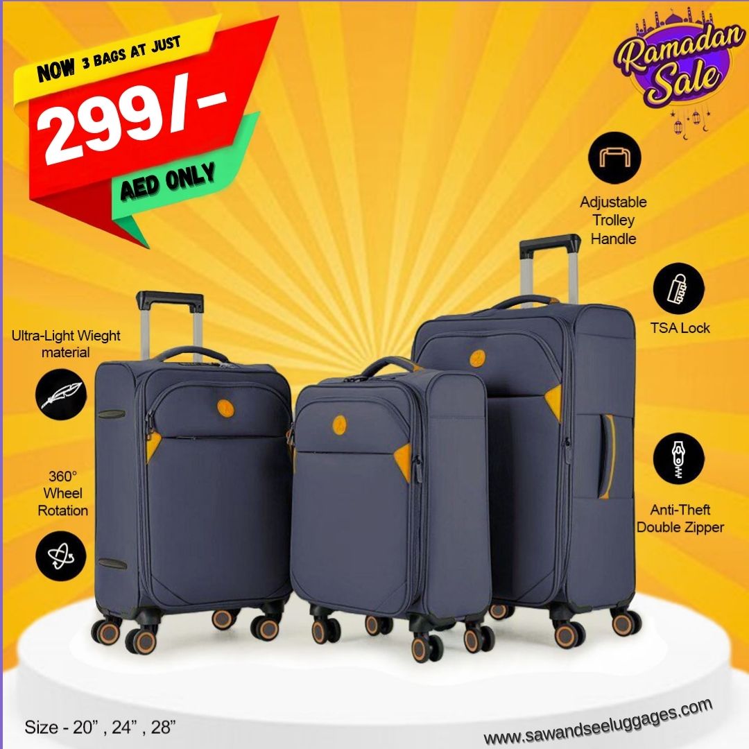 3-Piece Softside Expandable Luggage Set – Lightweight, Nylon-Cotton Blend (20", 24", 28")