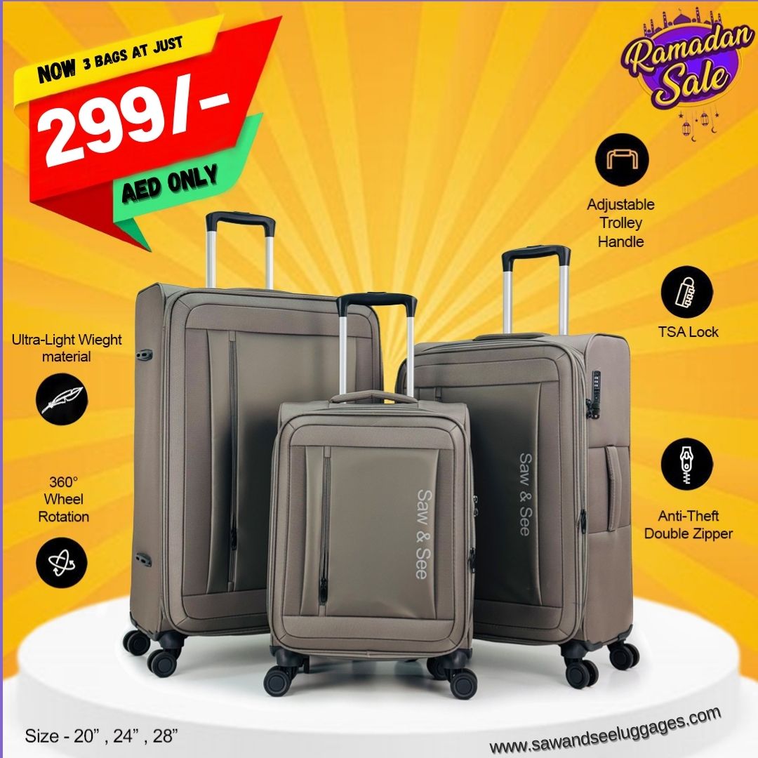 3-Piece Softside Expandable Luggage Set – Lightweight, Nylon-Cotton Blend (20", 24", 28")
