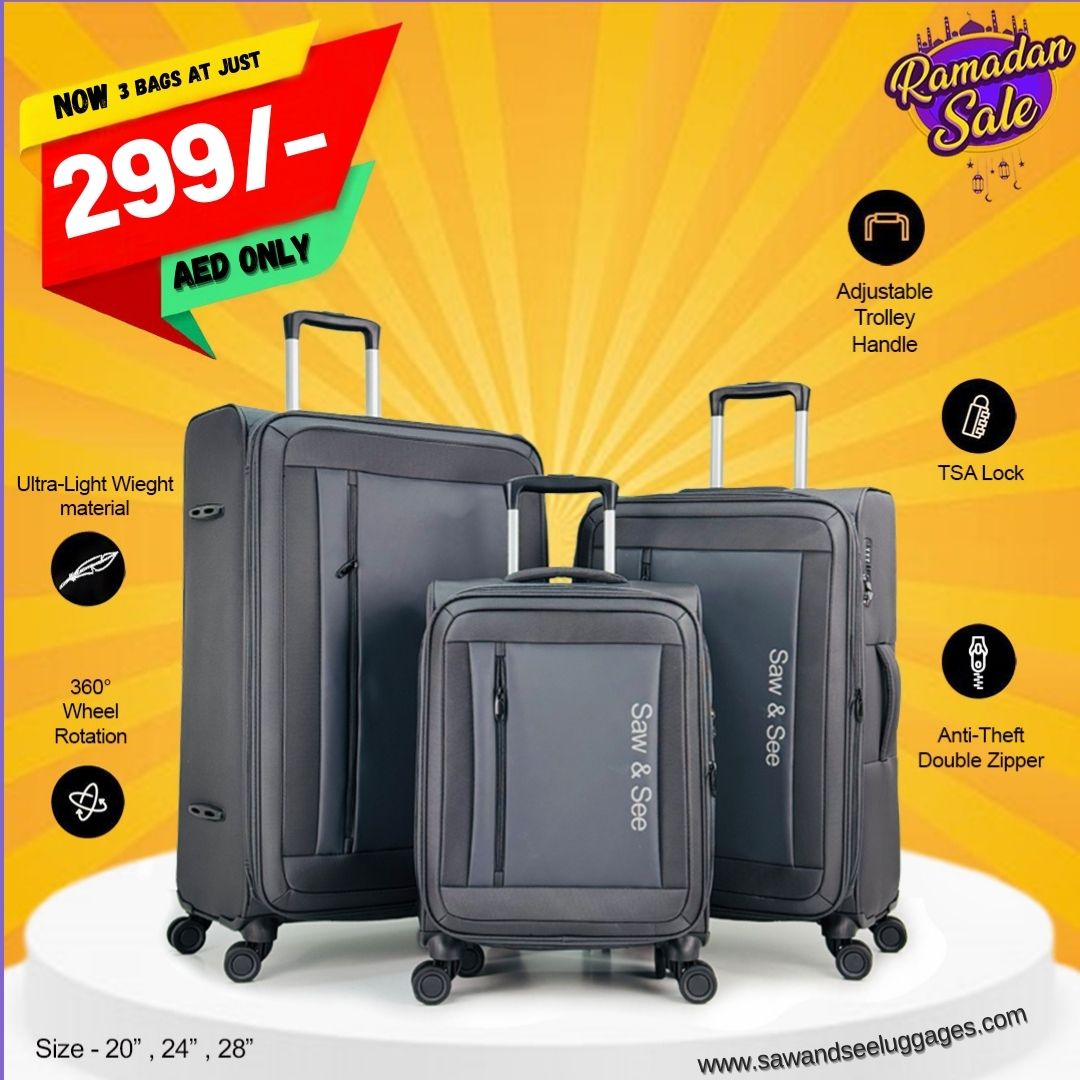 3-Piece Softside Expandable Luggage Set – Lightweight, Nylon-Cotton Blend (20", 24", 28")