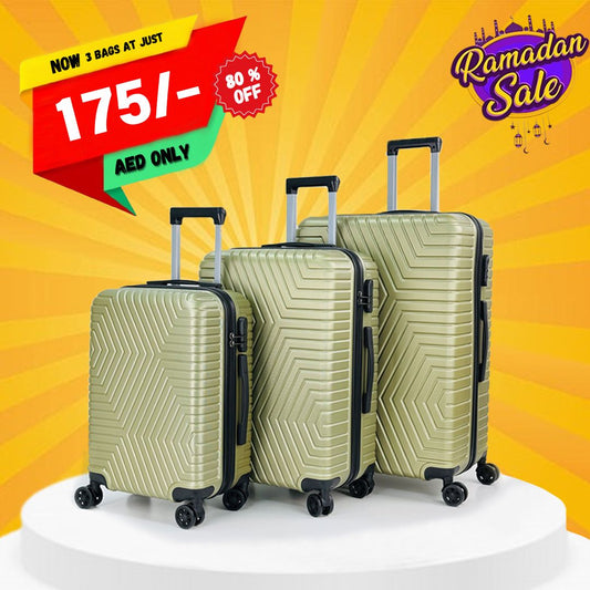 3-Piece ABS Hardshell Luggage Set (20”, 24”, 28”)