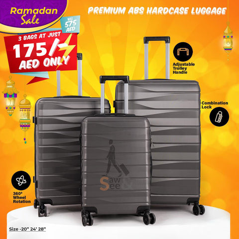 3-Piece ABS Hard Shell Luggage Set (20", 24", 28")