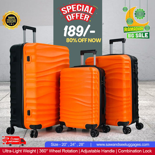3-Piece Premium ABS Hard Shell Luggage Set 20", 24", 28"