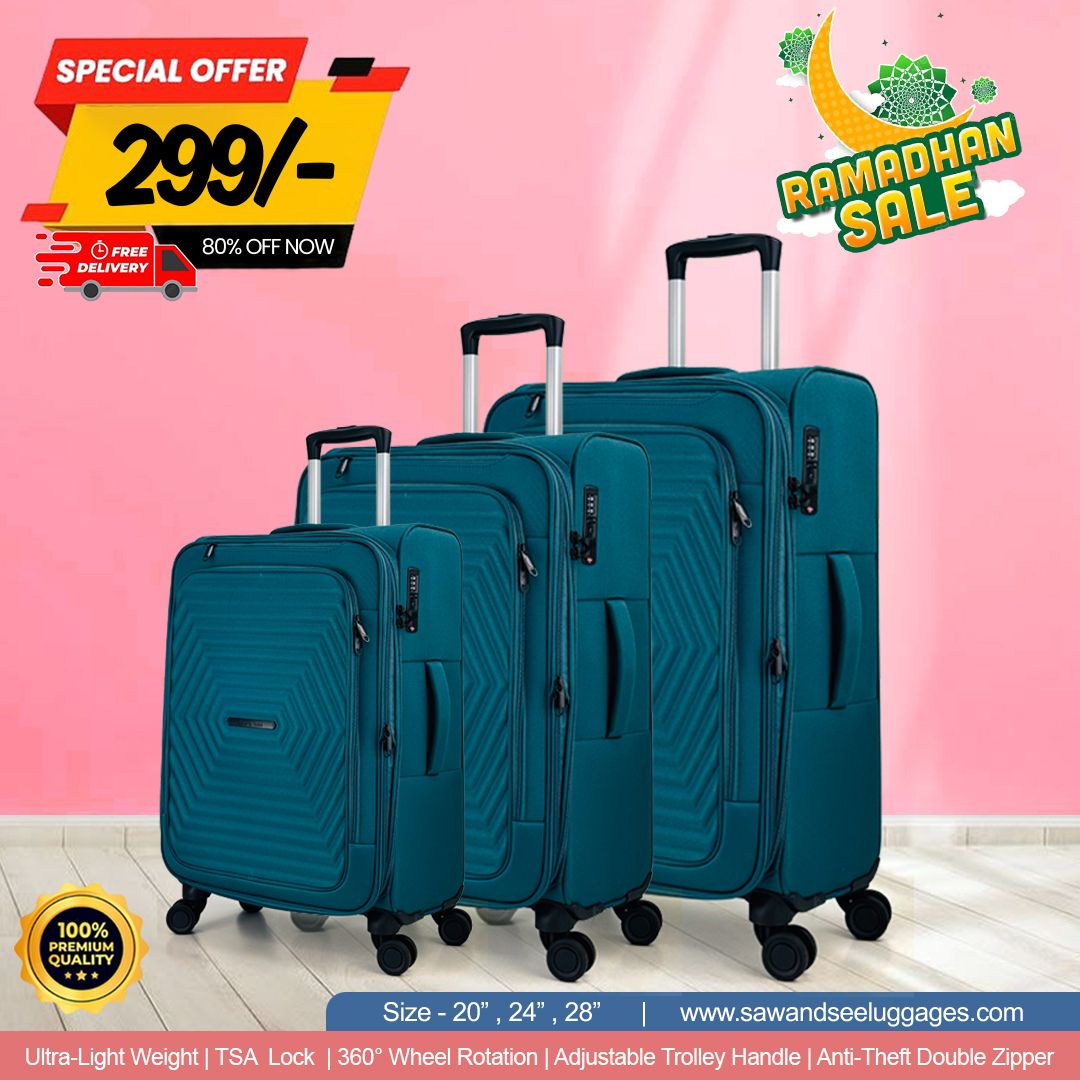 Premium 3PCS Nylon Cotton Luggage Set – Lightweight, Durable & Stylish