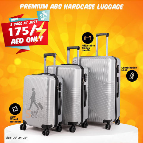 3-Piece ABS Hard Shell Luggage Set (20", 24", 28")