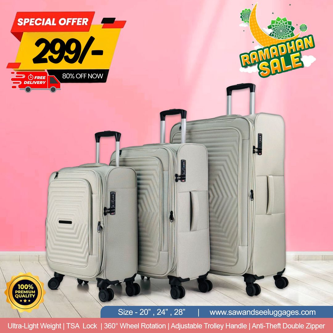 Premium 3PCS Nylon Cotton Luggage Set – Lightweight, Durable & Stylish